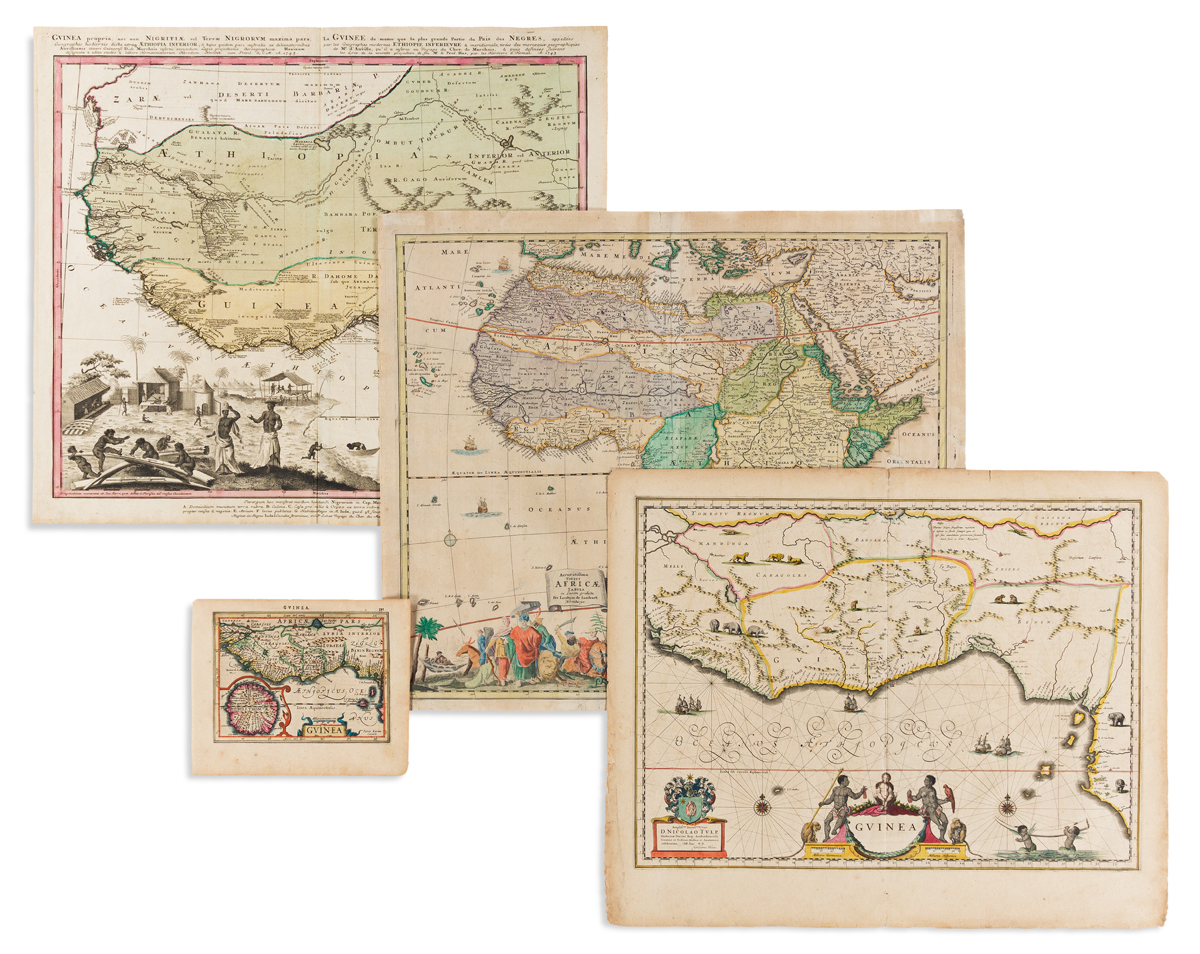 (AFRICA.) Group of 4 seventeenth-and-eighteenth-century hand-colored engraved maps.